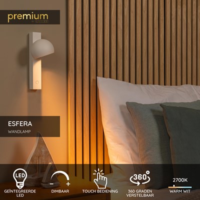 Lucide ESFERA - Wandlamp - LED Dimb. - 1x9W 2700K - Wit | Premium